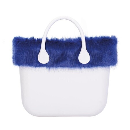 O bag classic trim faux fox fur bright blue