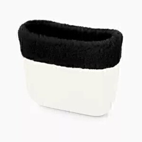 O bag classic trim | faux lapin rex fur | black