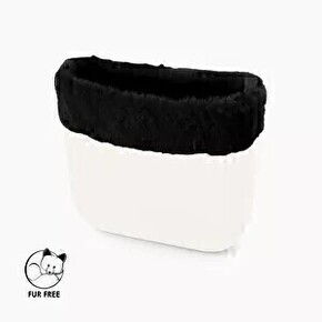 O bag mini trim | faux lapin rex fur | black