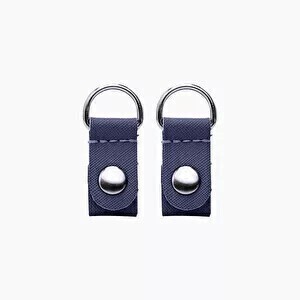O bag clips (silver) saffiano print navy blue