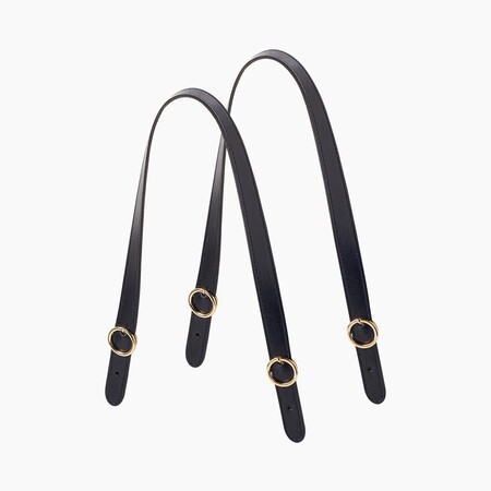 O bag long handles linear with buckle navy blue