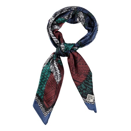 Birds sjaal | bladeren print | donkergroen/blauw