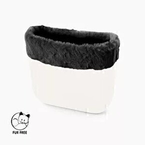 O bag mini trim | faux lapin rex fur | dark grey