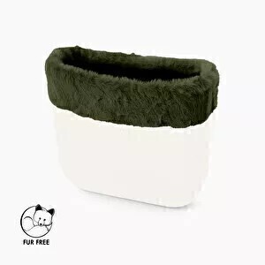 O bag mini trim | faux lapin rex fur | military