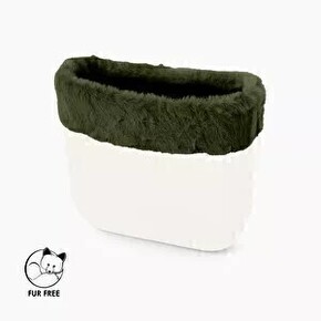 O bag mini trim | faux lapin rex fur | military | SALE
