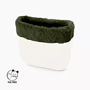 O bag mini trim | faux lapin rex fur | military | SALE