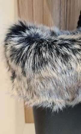 O bag mini trim  | faux fox fur | silver | SALE