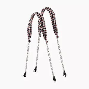 O bag pocket/glam scarf and chain shoulder strap with clips tricolor